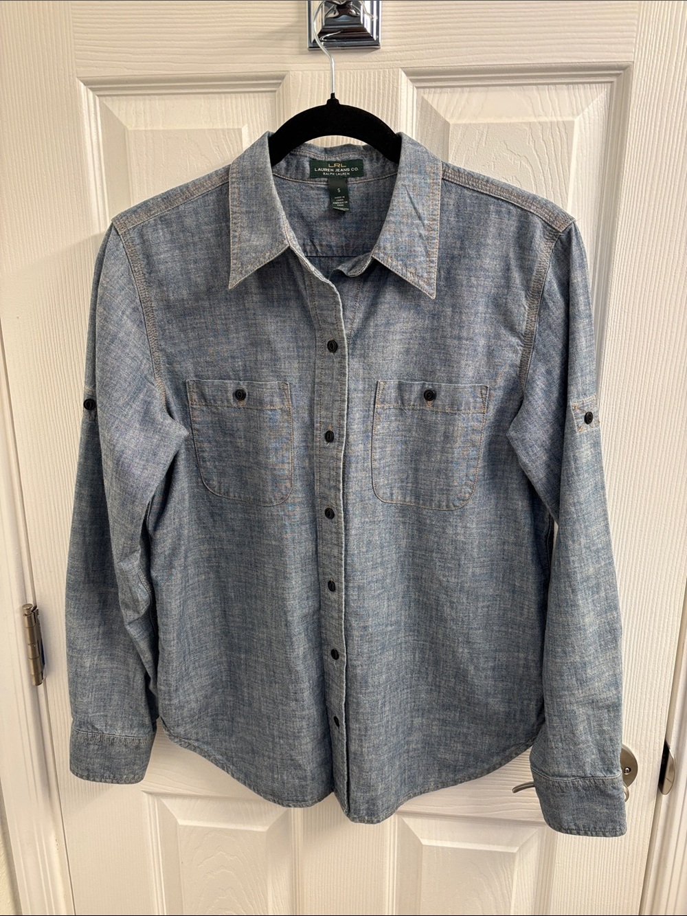 Women's Ralph Lauren LRL Long-Sleeve Chambray Button-Up Shirt - Light Blue S